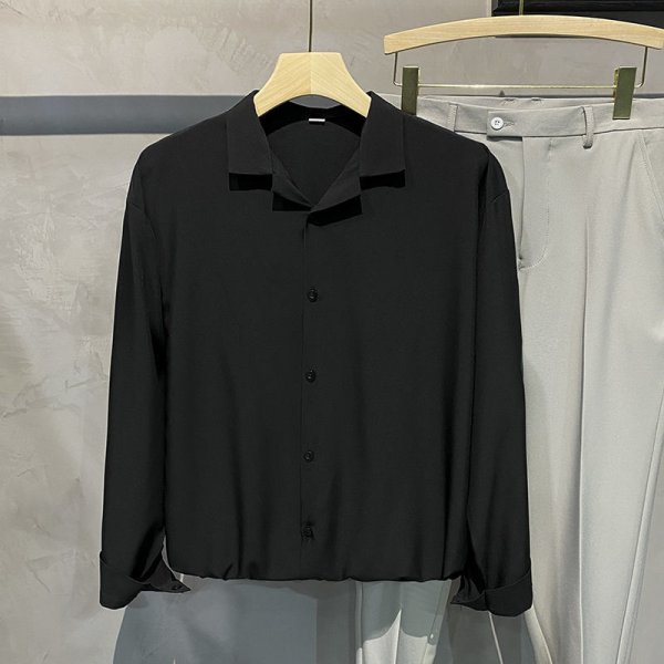 Men's Plus Size Loose Long-sleeved Shirt Korean Style