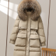 Big Fur Collar White Duck Down Jacket Overknee Thickened Winter Coat