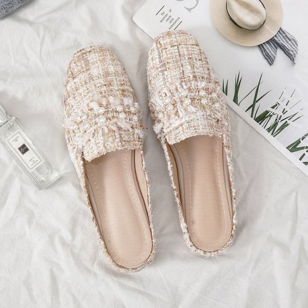 Female Summer Half Slippers Flat Toe Cap