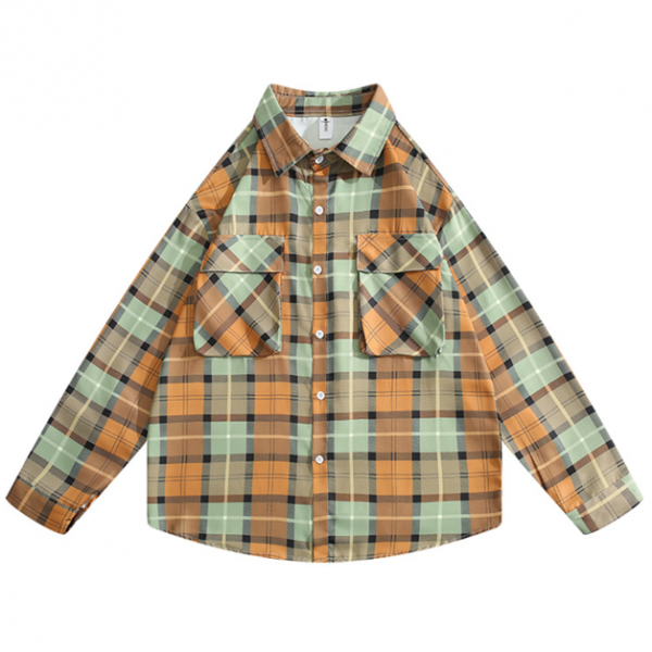 Men's And Women's Fashion Retro Color-contrast Check Shirt