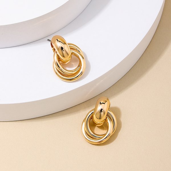 Women's Fashion Geometry Pattern Retro Circle Earrings