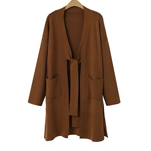 Female casual, daily solid color long-sleeved long coat, hood collar