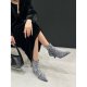 Pointy Toe Nude Boots Mid-heel Autumn And Winter Fashion Temperament Black High Heels