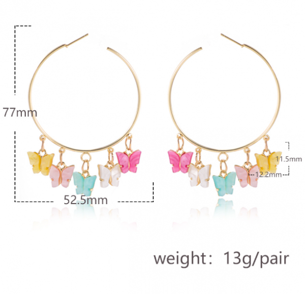 Acetate Plate Butterfly Earrings Summer Fashion Jewelry