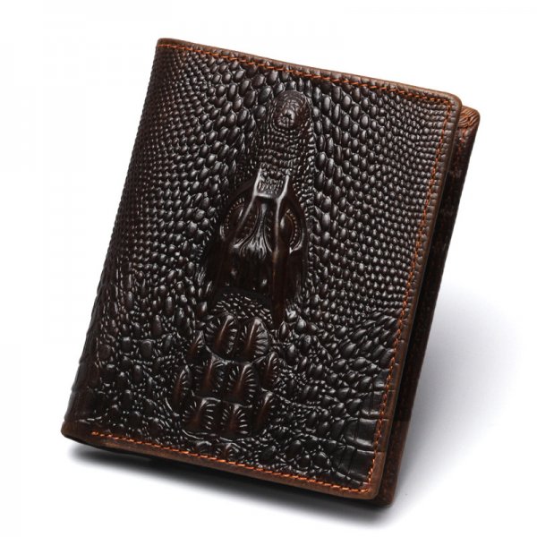 Fashion Casual Men's Wallet Retro Oil Wax Skin Crocodile Pattern