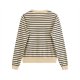 Women's Round Neck Cardigan Striped Contrast Color Sweater