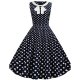 Women Vintage A-Line Dress, Dotted Geometric Lace