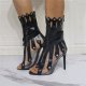 Women's Fashion Stiletto Heel Fish Mouth Film Stitching Roman Sandals