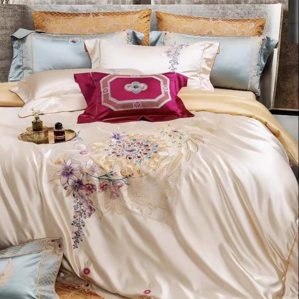 140s Silk Cotton Long-staple Cotton Embroidery Four Piece Home Textiles Set