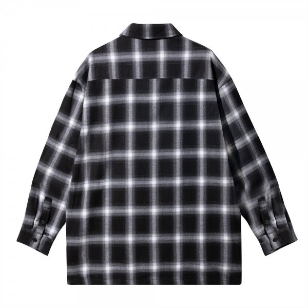 American Style Plaid Shirt Patch Pocket Lapel