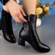 Soft Leather Ankle Boots Fashion Mid Heel Mid-calf High Heels