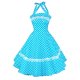 Women Lace Party Vintage Loose Dress with Polka Dot Ruffles