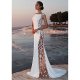 Women Party Evening Wedding Party Party, Cocktail Elegant Maxi Bodycon Dress, Solid Colored Lace White