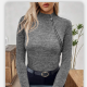 Turtleneck Oblique Zipper Long Sleeve Pullover Bottoming Shirt