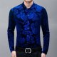 New Men's Long-sleeved Shirt Spring Men's Gold Velvet Dad Wear Loose Middle-aged Plus Size Flower Shirt Thin