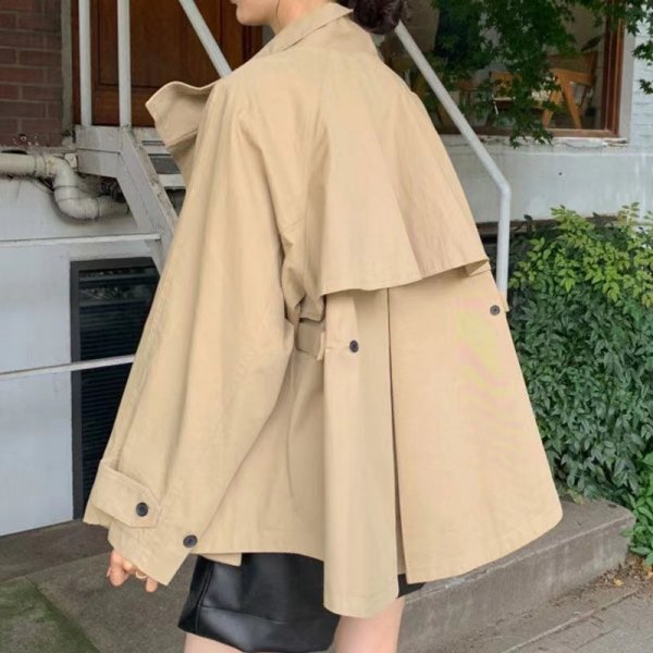 Retro Loose Long Sleeve Short Trench Coat Women