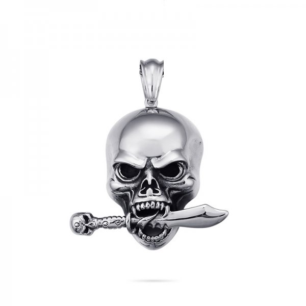 Punk European And American Exaggerated Titanium Steel Skull Pendant Domineering Men's Necklace