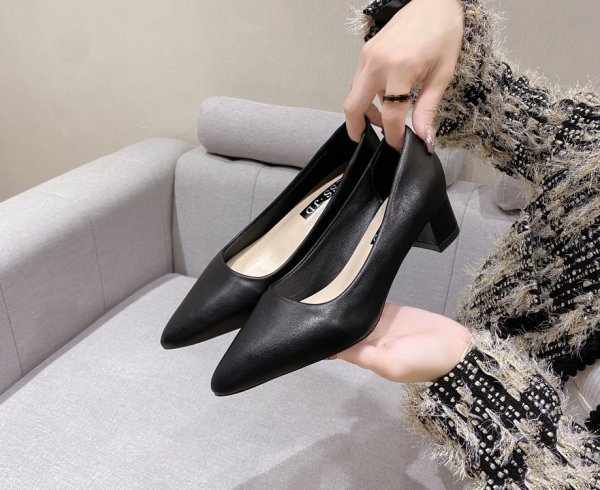 Round Head Thick Bottom Casual Women's Low-cut High Heels