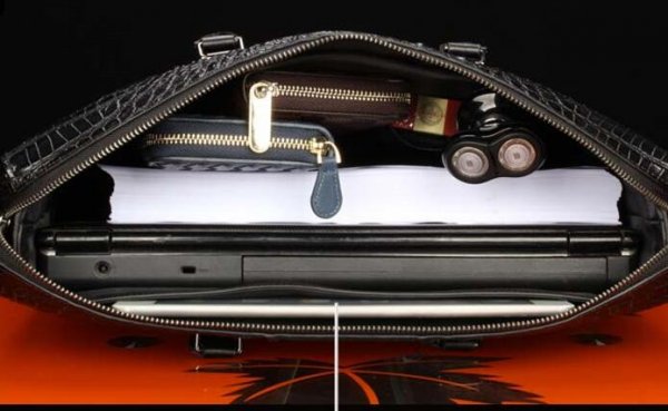 Pattern Briefcase Men's Business Men's Bag Handbag Genuine Leather