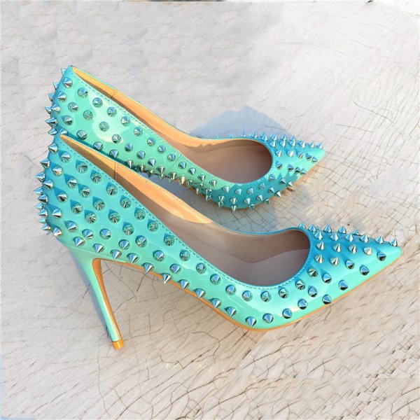 Early Spring Rivet High Heels Women's Stiletto Heel 10CM Pumps Tangerine Shoes