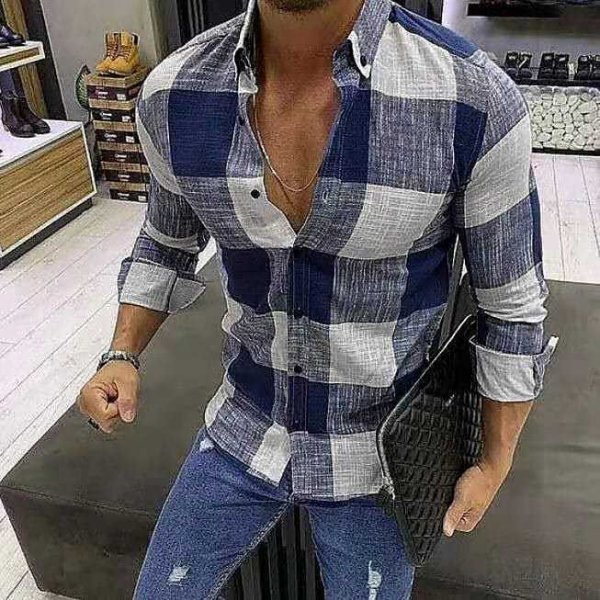 Men's Casual Shirt Lapel Long Sleeve