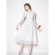 Women Sophisticated Swing Dress, Solid Colored Lace White