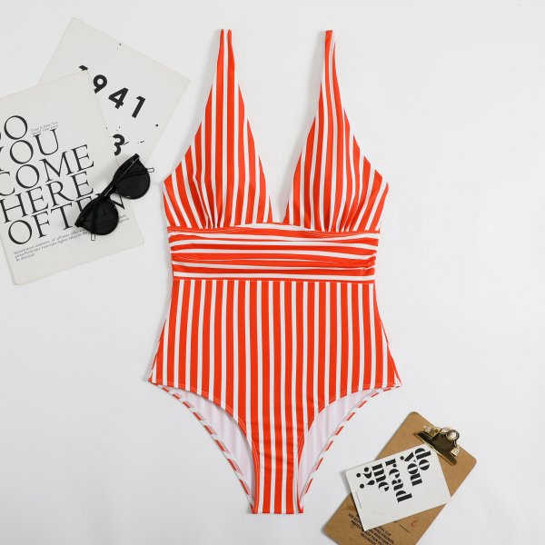 New Bikini Women's One-piece Swimsuit Striped