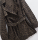 Women's Leopard Print Lapel Closing Belt Long Sleeve Coat