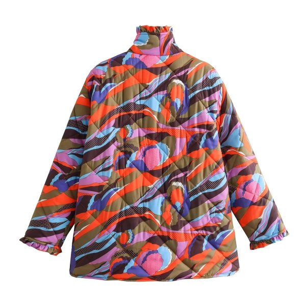 Women's Fashion Printing Large Cotton Coat Jacket