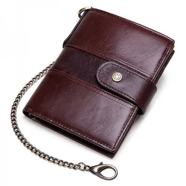 Leather Buckle Prevents Hotlinking Men's Wallet