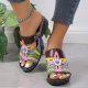 Ethnic Cool Girl Colored Slope And Totem Slippers