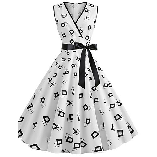 Female A-line dress, dot print