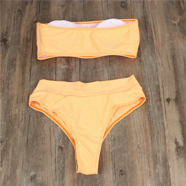 High waist solid color bikini