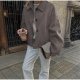 Lapel Long Sleeve Short Button Coat Fashion Women Baggy Casual Jacket