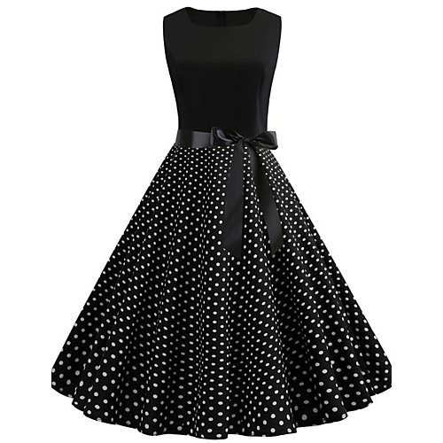 Female retro A-line dress, dot