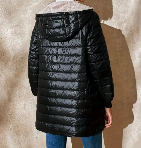 Mid-length Loose Hooded Fleece-lined Quilted Cotton Jacket