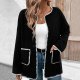 Loose Color Matching Long Sleeve Pocket Coat Women