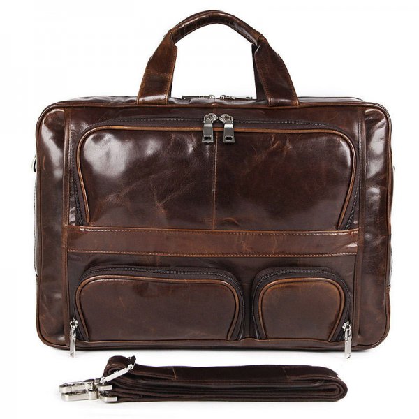 Large-capacity Leather Handbag Computer Briefcase