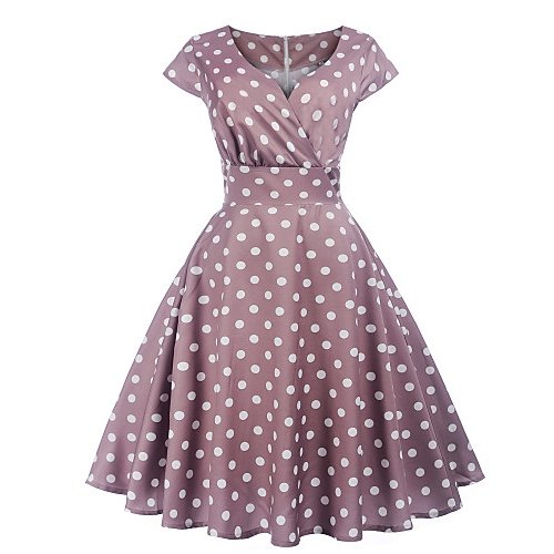 Female vintage dress, polka dot floral pattern