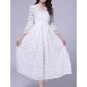 Vintage Women Lace White Dress Ladies Solid Colored Lace Mesh A Line Dresses With Sleeve