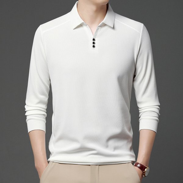 Middle-aged Solid Color Business Lapel Polo Shirt