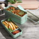 Square Double Three-layer Wheat Straw Fiber Plastic Lunch Box