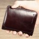 Men's top layer short leather wallet