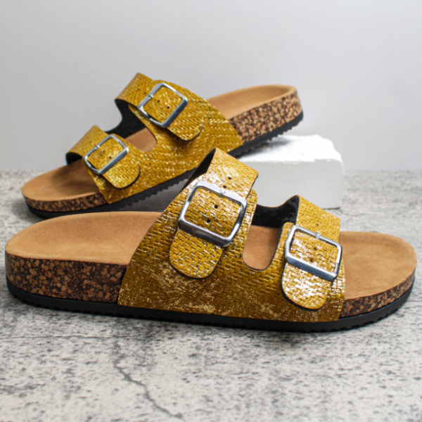 PU Surface Cork Sole Beach Slippers