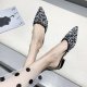 Sequined Half Slippers Pointed Toe Thick Heel Low Heel Women Shoes