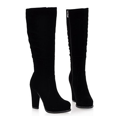 Comfortable winter shoes boots boots chunky heel knee-high black boots