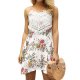 Women Flare Sleeve Holiday Beach Simple Boho Slim Dress, Geometric Print V Neck White