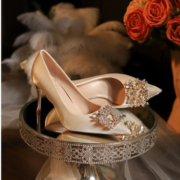 Pointed High Heels Women's Stiletto Heel New Wedding Shoes Xiuhe Wedding Dress Annual Meeting Pumps