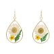 Water Drop Needle Chrysanthemum Earrings Simple Geometric Epoxy