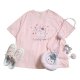 Pink Short Sleeve Printing  T-shirt Cartoon Print Girls T-shirt Women